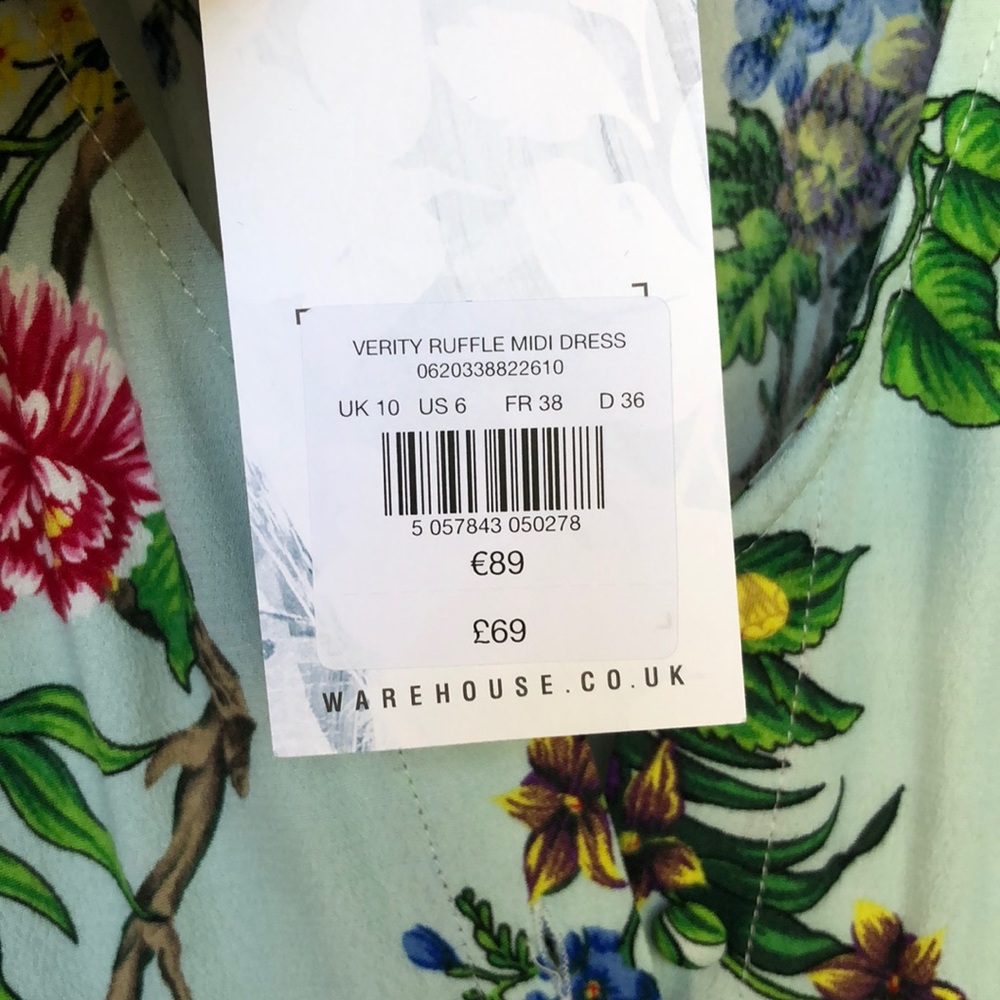 NWT Mint Floral Pattern Ruffle Dress - Picture 4 of 7